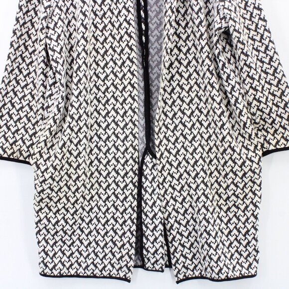 Philosophy Cardigan Womens White & Black Open Front Hearts Jacquard SIze Large L - Picture 3 of 7